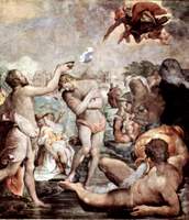 Del Conte, Jacopino painting of the baptism of Jesus by John